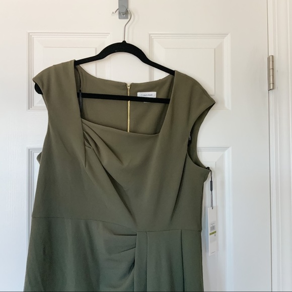 NWT Calvin Klein Olive Green Dress CD0C1W76 - 14 - Picture 2 of 4